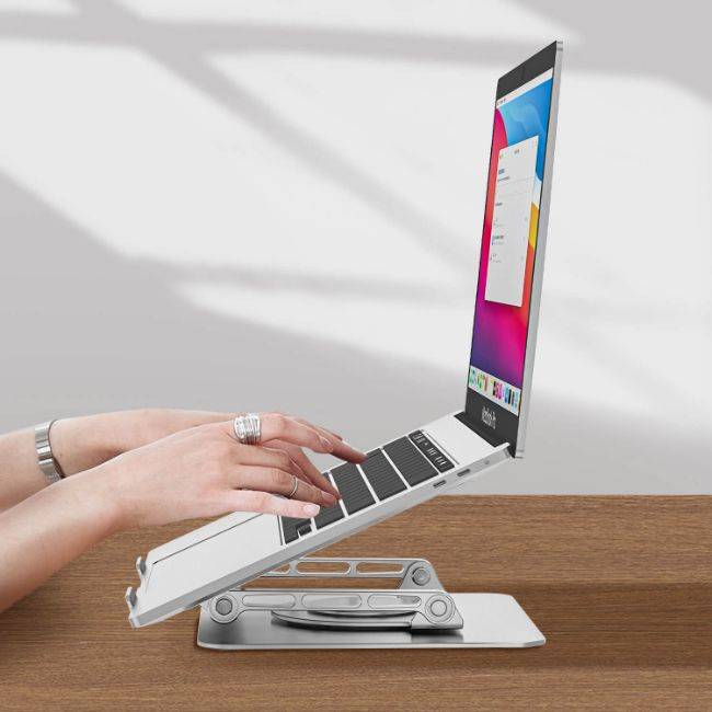 Suporte de Alumínio Giratório 360° para Notebook – Ergonomia