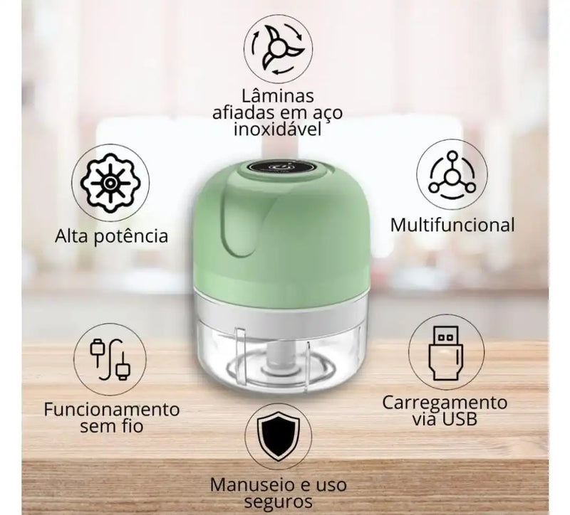 COMPREI 1 LEVE 2 Mini Processador Triturador Elétrico 3 Laminas Recarregável