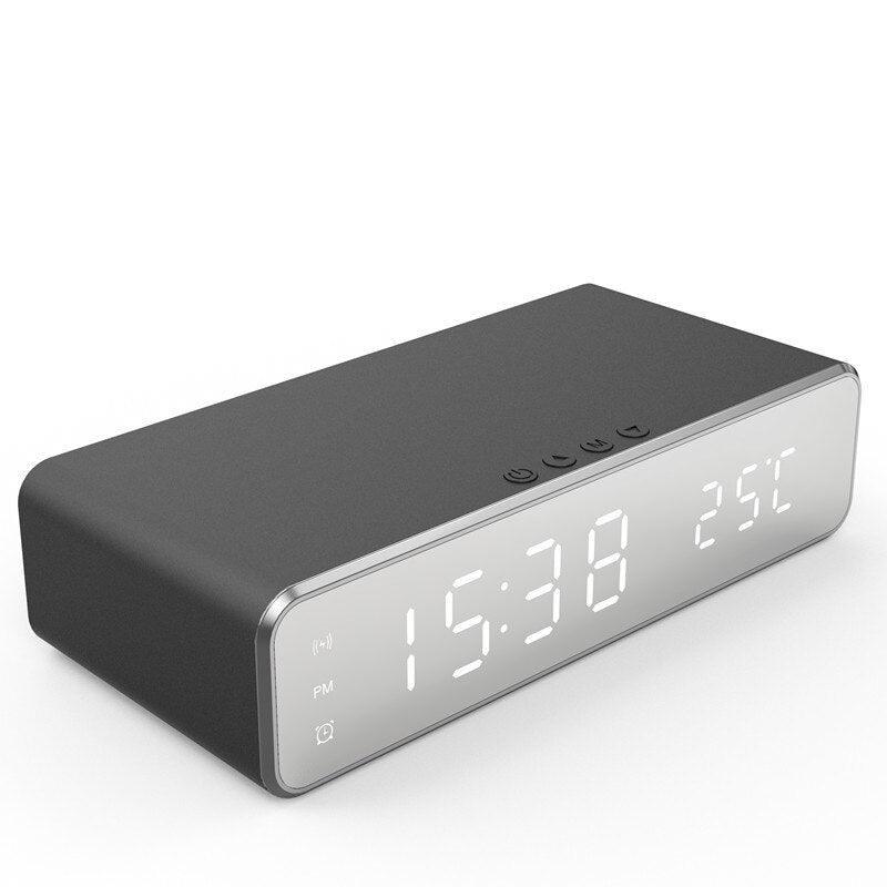 Carregador por Indução com Relógio Despertador e Termômetro Digital LED