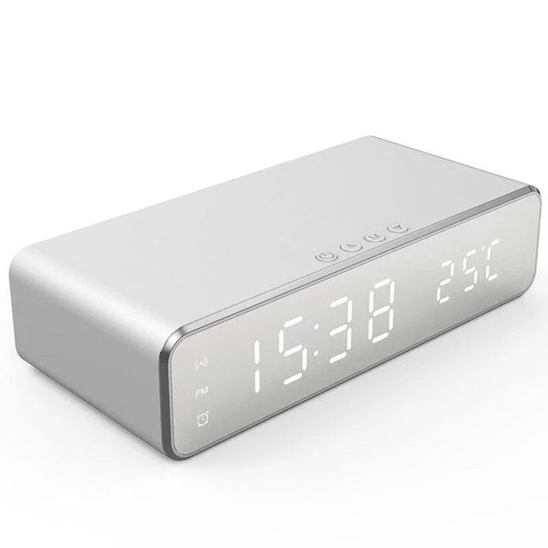 Carregador por Indução com Relógio Despertador e Termômetro Digital LED