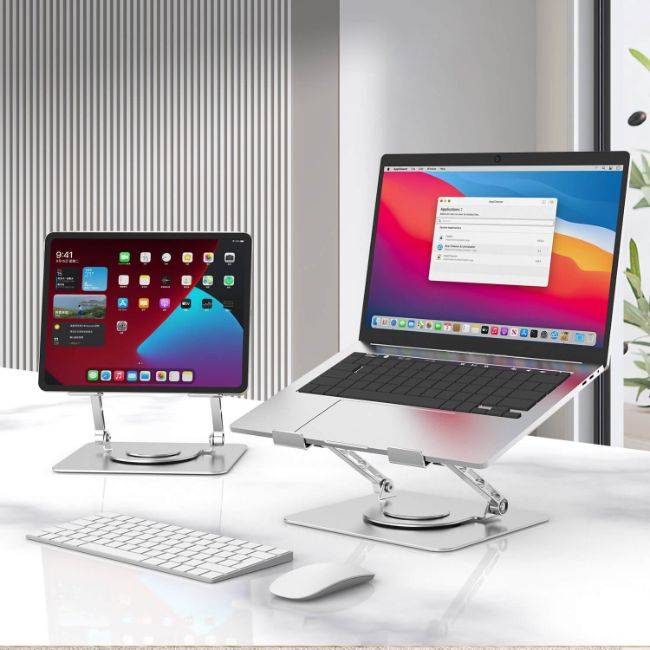 Suporte de Alumínio Giratório 360° para Notebook – Ergonomia