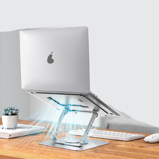 Suporte de Alumínio Giratório 360° para Notebook – Ergonomia